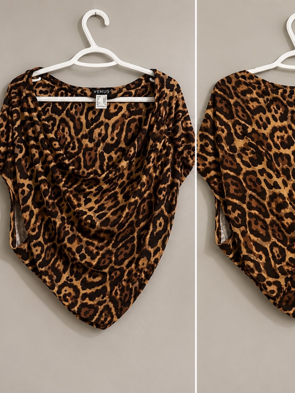 Venus Leopard Print Cowl Neck Top – Large